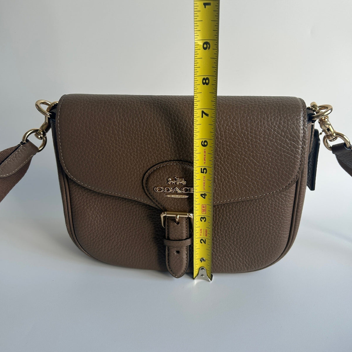 Coach Amelia Saddle Bag Dark Stone Pebbled Leather Crossbody CP107