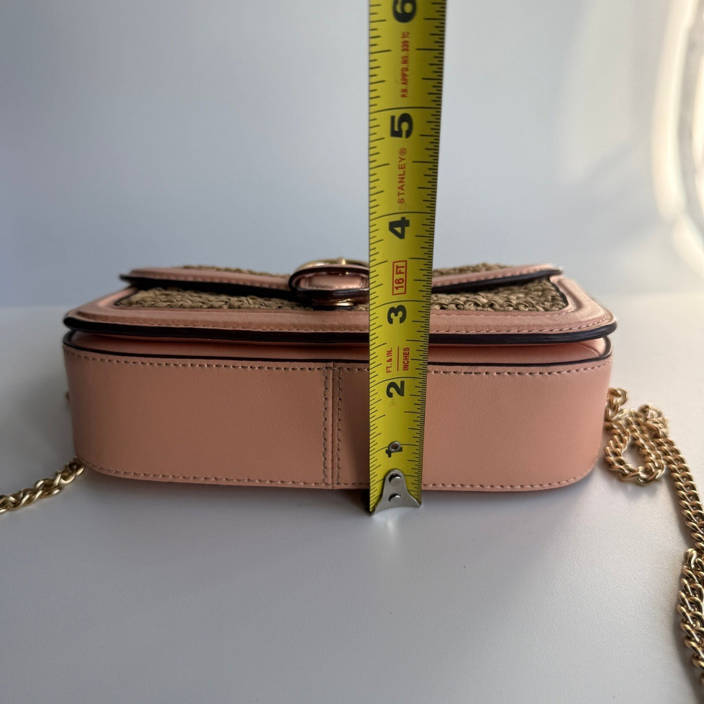 Coach Kleo Crossbody Natural Faded Blush Straw Leather C9925 Bag