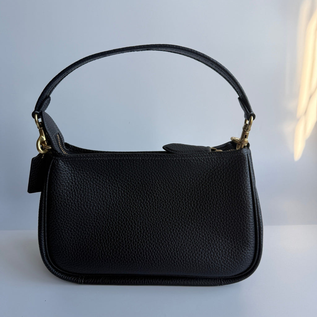 Coach Cary Crossbody Black Soft Pebble Leather Bag CC437