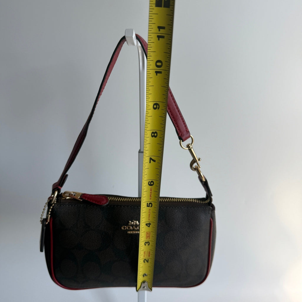 Coach Nolita 19 Brown Red Signature Canvas Shoulder Bag C3308