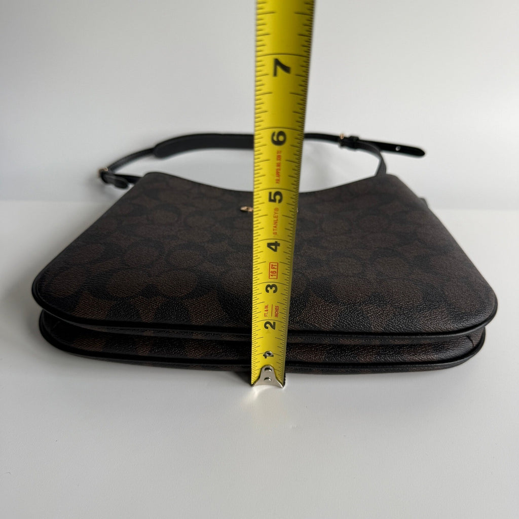Coach Penelope Shoulder Bag Brown Black Signature Canvas CO953