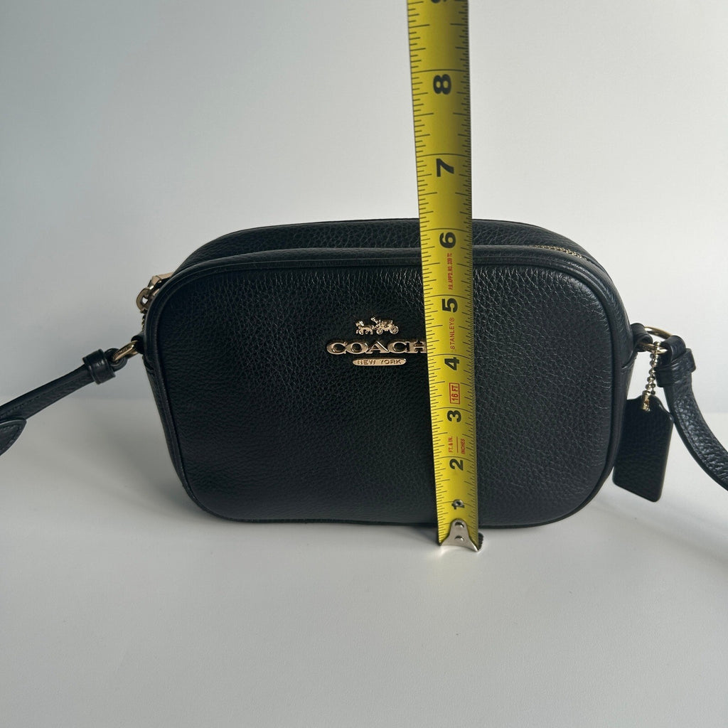 Coach Mini Jamie Camera Bag Black Pebbled Leather Crossbody CA069