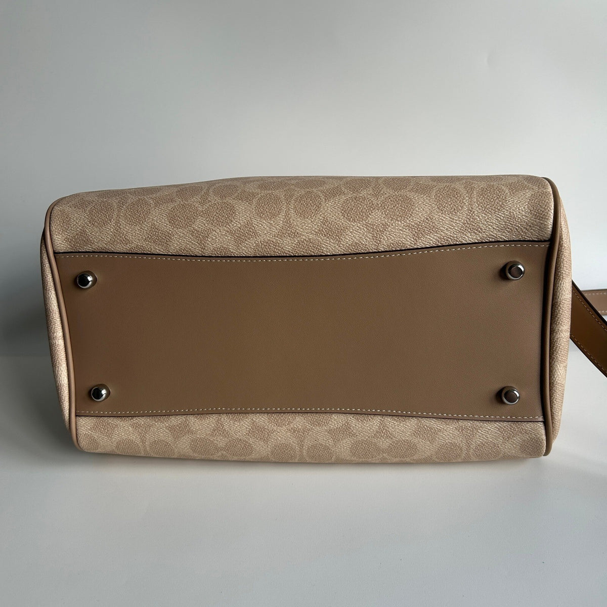 Coach Large Rowan Satchel Sand Taupe Signature Canvas Bag CV959