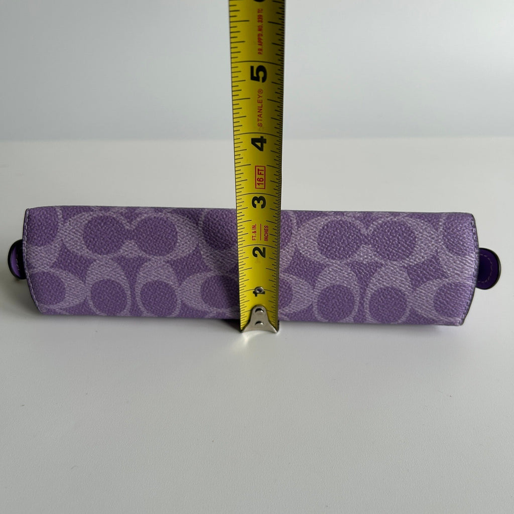 Coach Signature Pencil Case Iris Purple Coated Canvas Pouch CZ206