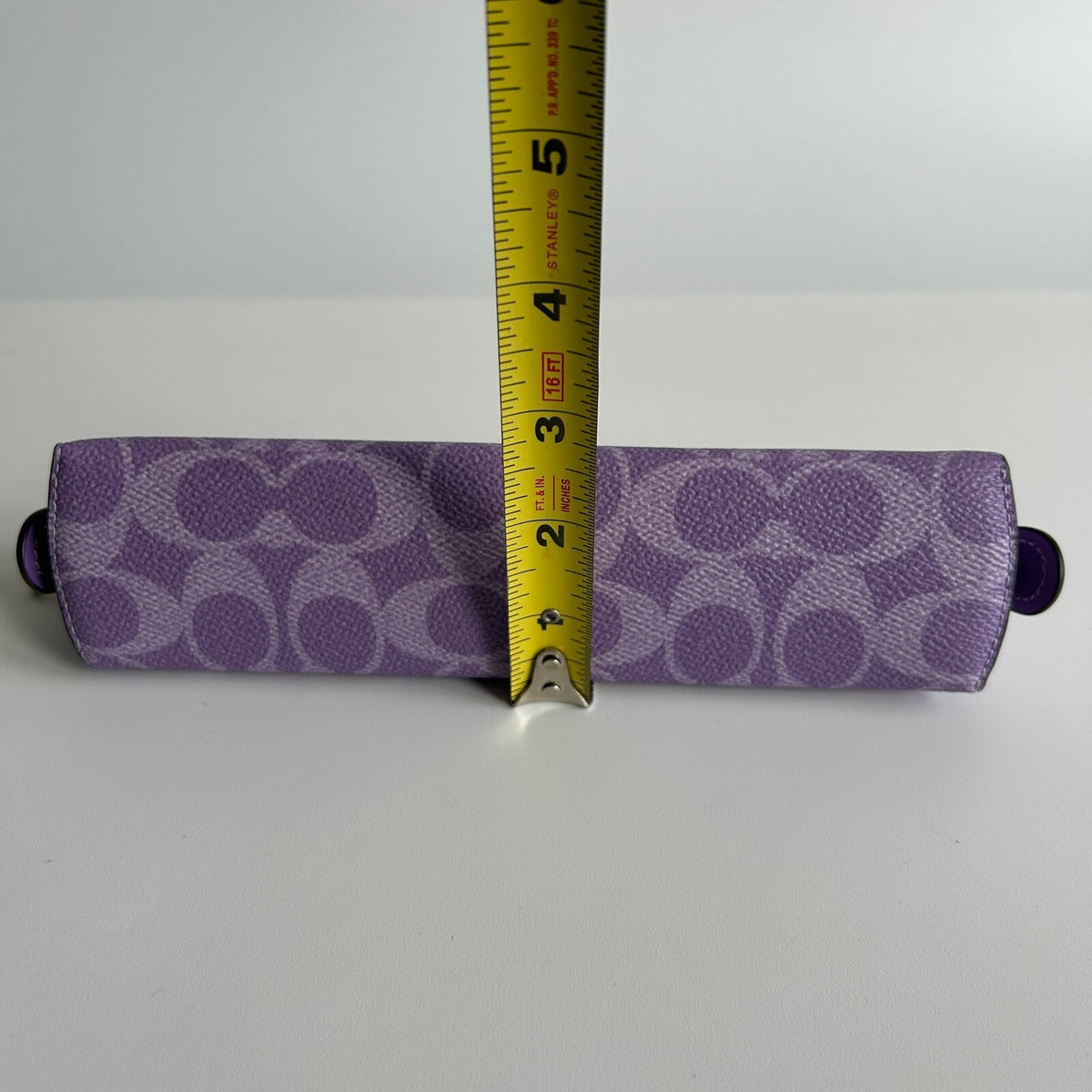 Coach Signature Pencil Case Iris Purple Coated Canvas Pouch CZ206