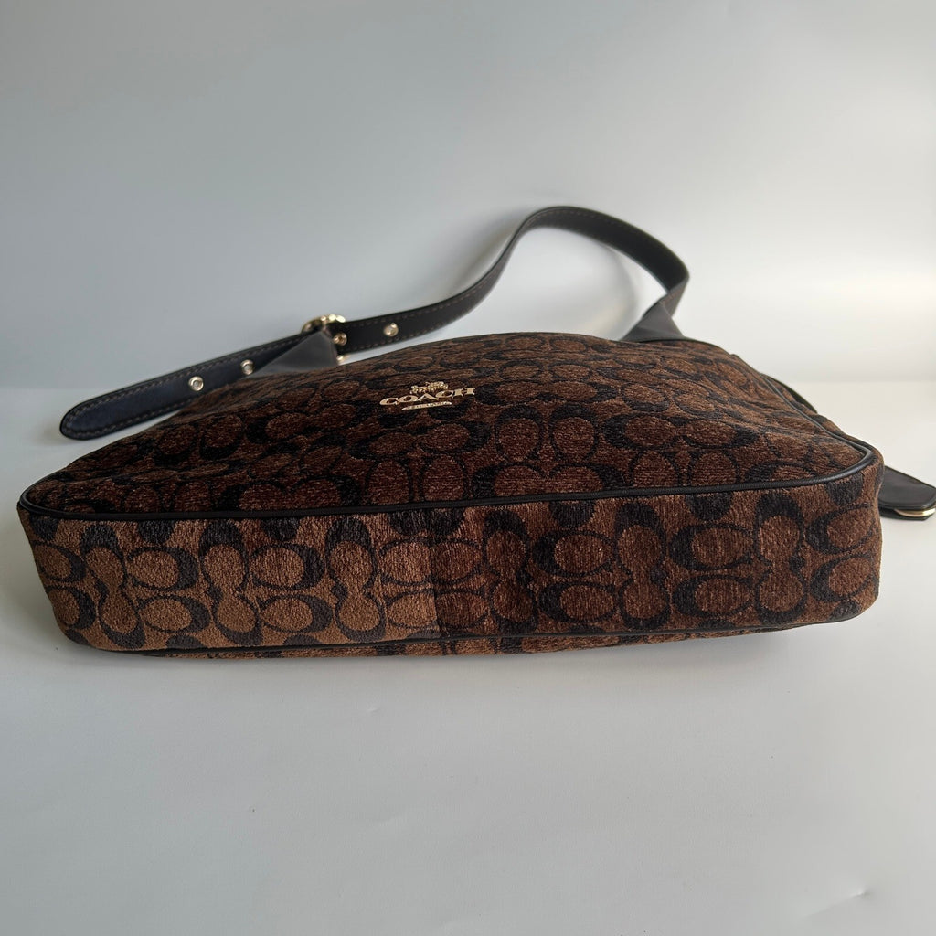 Coach Ella Shoulder Bag Truffle Brown Signature Chenille CCE49