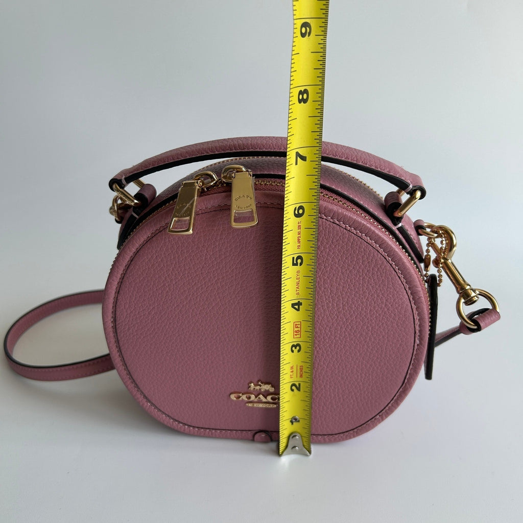 Coach Canteen Crossbody Pink Pebble Leather Round Bag 2256