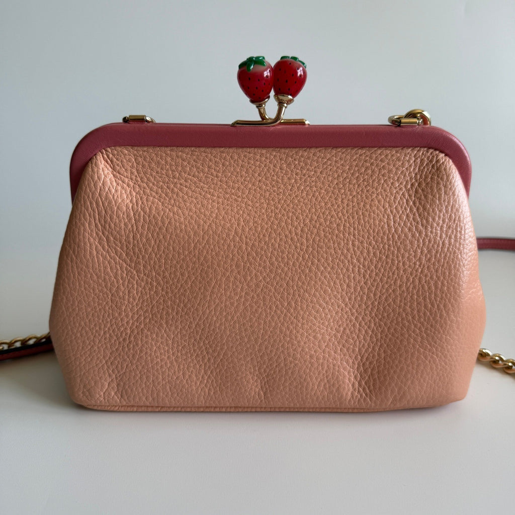 Coach Nora Kisslock Faded Blush Pink Leather Crossbody Bag C8288 Strawberry