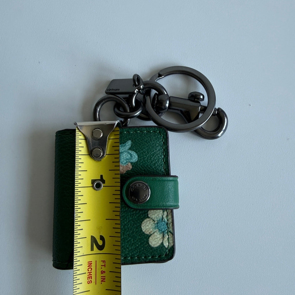 Coach Mystical Floral Green Leather Picture Frame Charm Key Ring Fob C8234