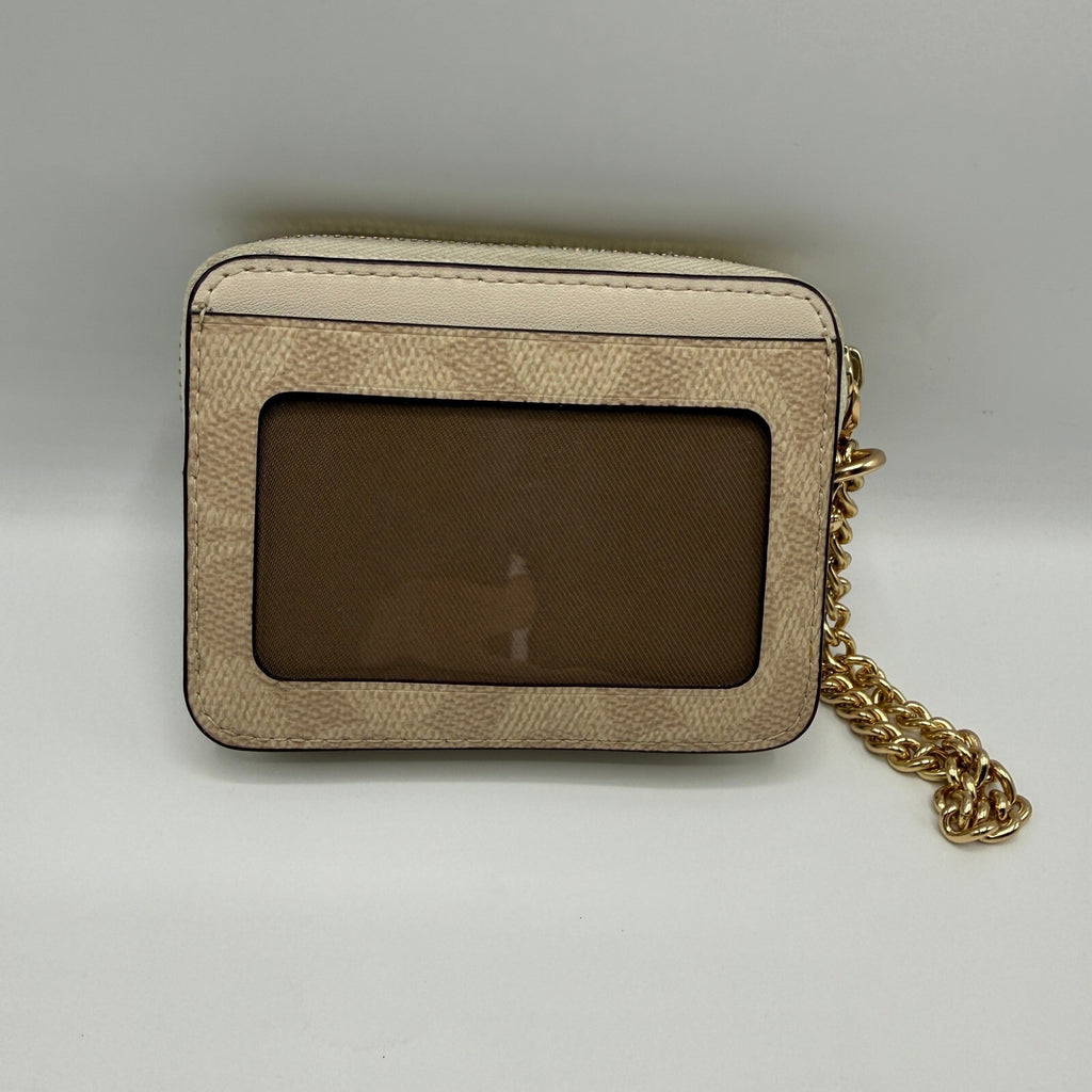 Coach Zip Card Case Sand Chalk Signature Canvas Wallet CW883