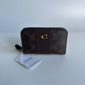 Coach Essential Small Zip Card Case Maple Signature Canvas CR552