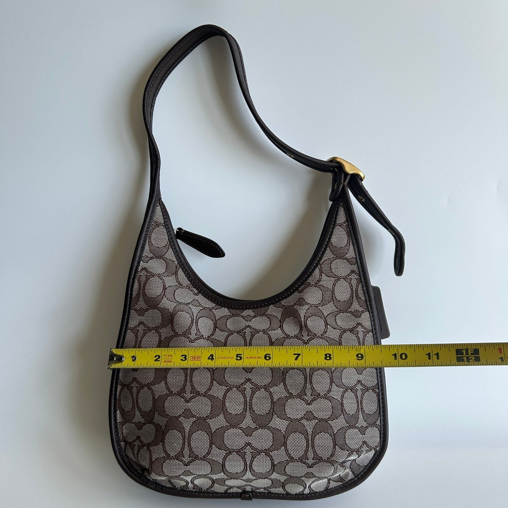 Coach Ergo Curve Zip Hobo Brown Signature Jacquard Shoulder Bag C2588