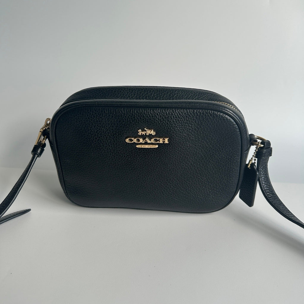 Coach Mini Jamie Camera Bag Black Pebbled Leather Crossbody CA069
