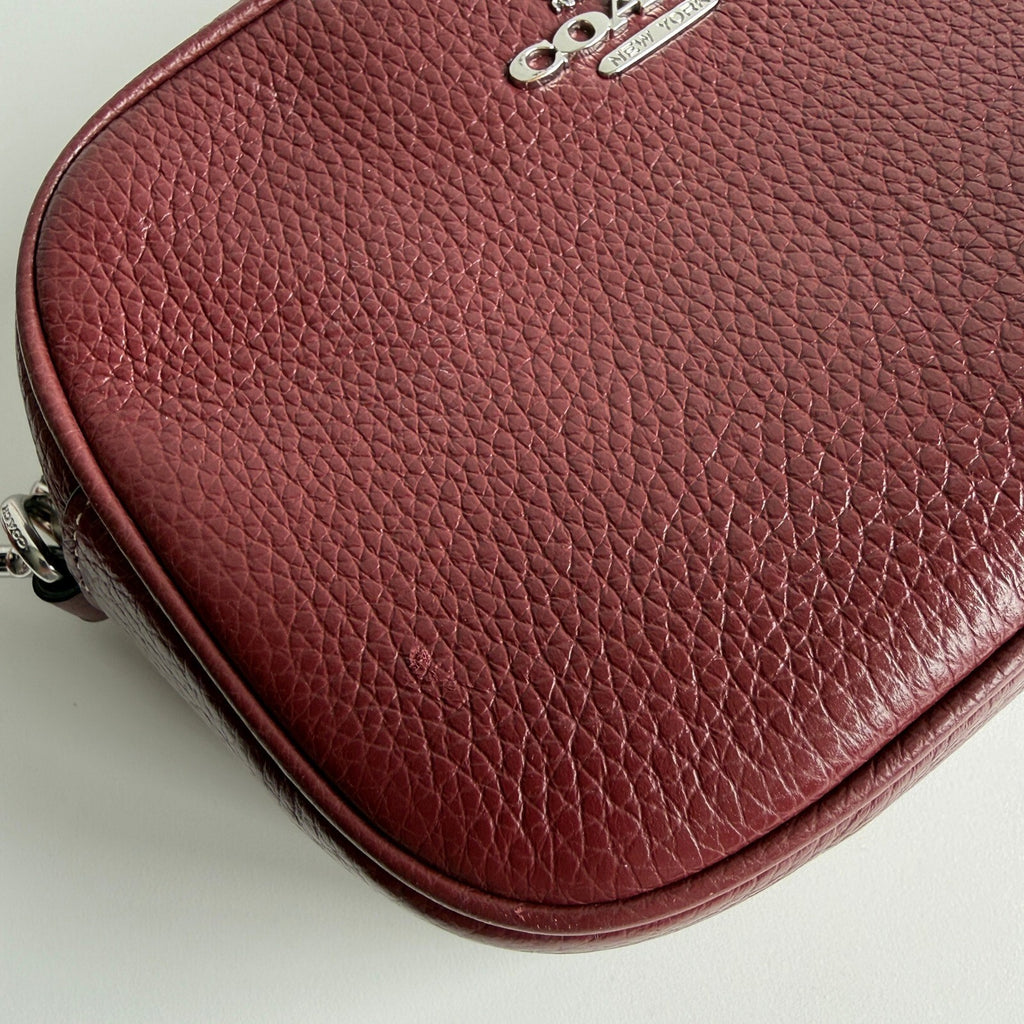 Coach Mini Jamie Camera Bag Burgundy Pebbled Leather Crossbody CH689