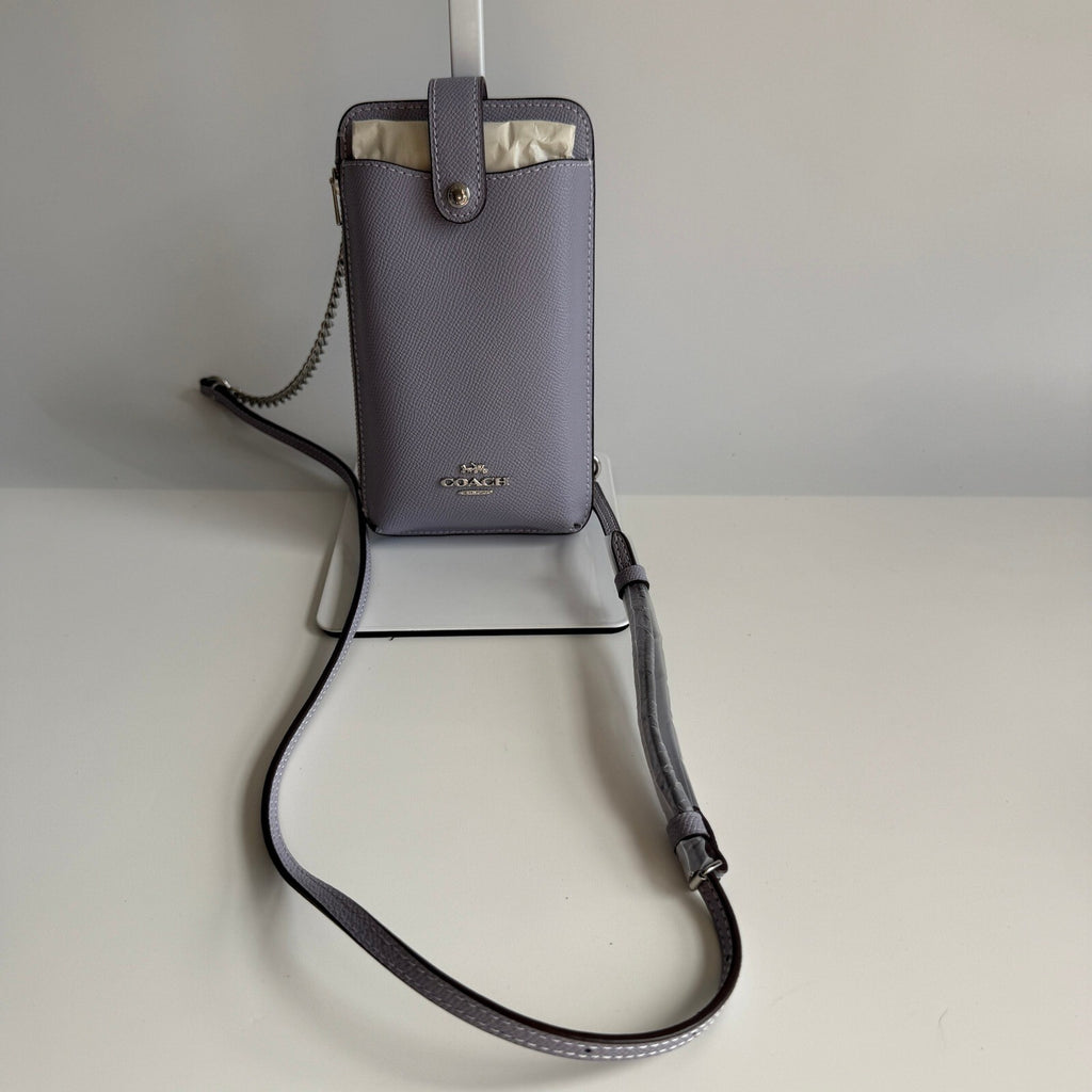 Coach North/South Phone Crossbody Mist Purple Crossgrain Leather C6884