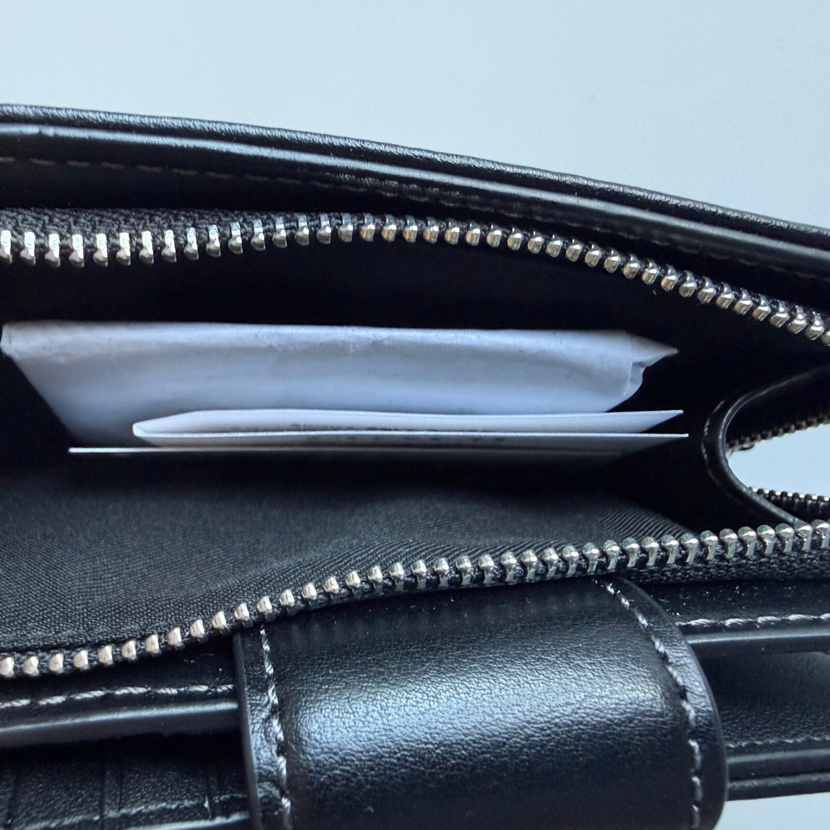 Coach Medium Corner Zip Wallet Silver Black Signature Denim CDF13 Compact Bifold