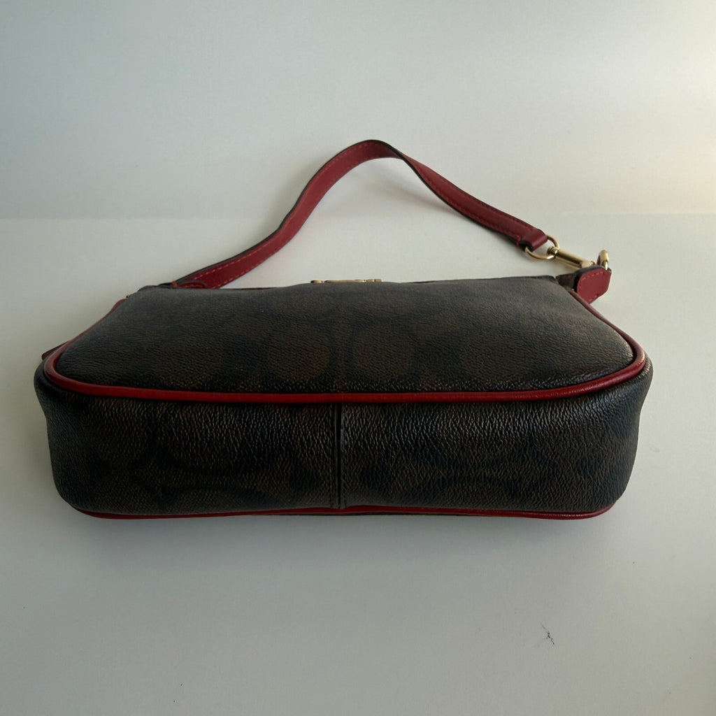 Coach Nolita 19 Brown Red Signature Canvas Shoulder Bag C3308
