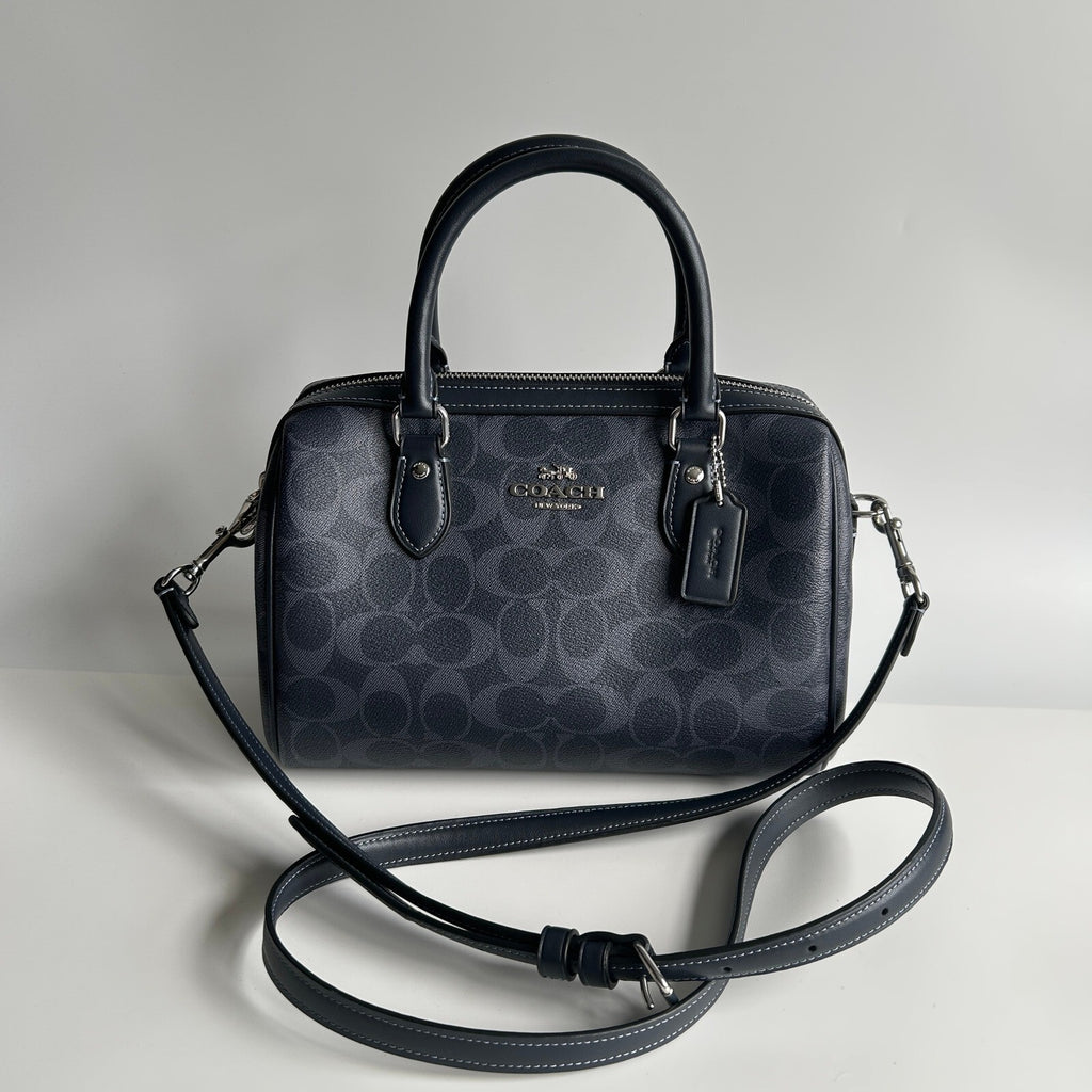 Coach Rowan Satchel Denim Midnight Signature Canvas Bag CH280
