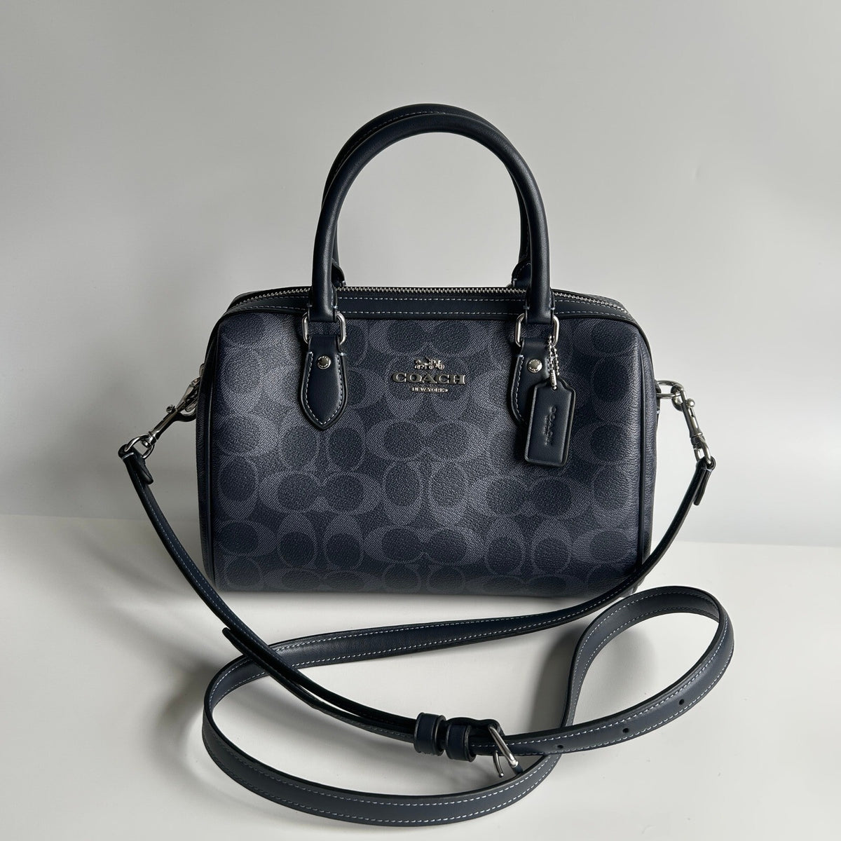 Coach Rowan Satchel Denim Midnight Signature Canvas Bag CH280