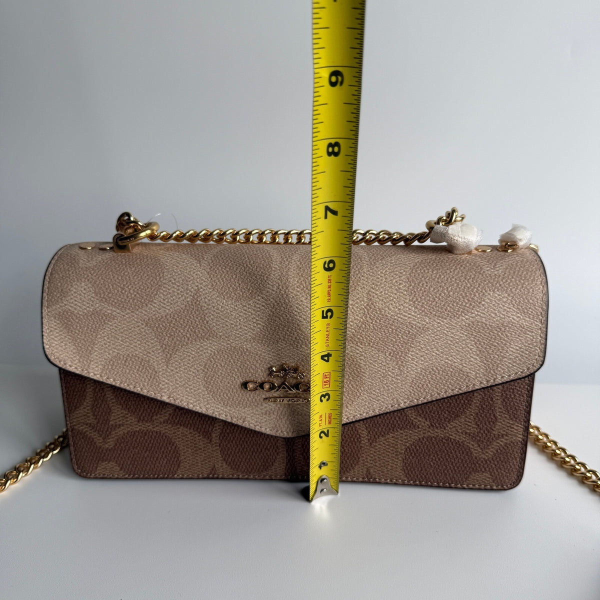 Coach Klare Envelope Crossbody Sand Tan Blocked Signature Canvas Bag CBI99