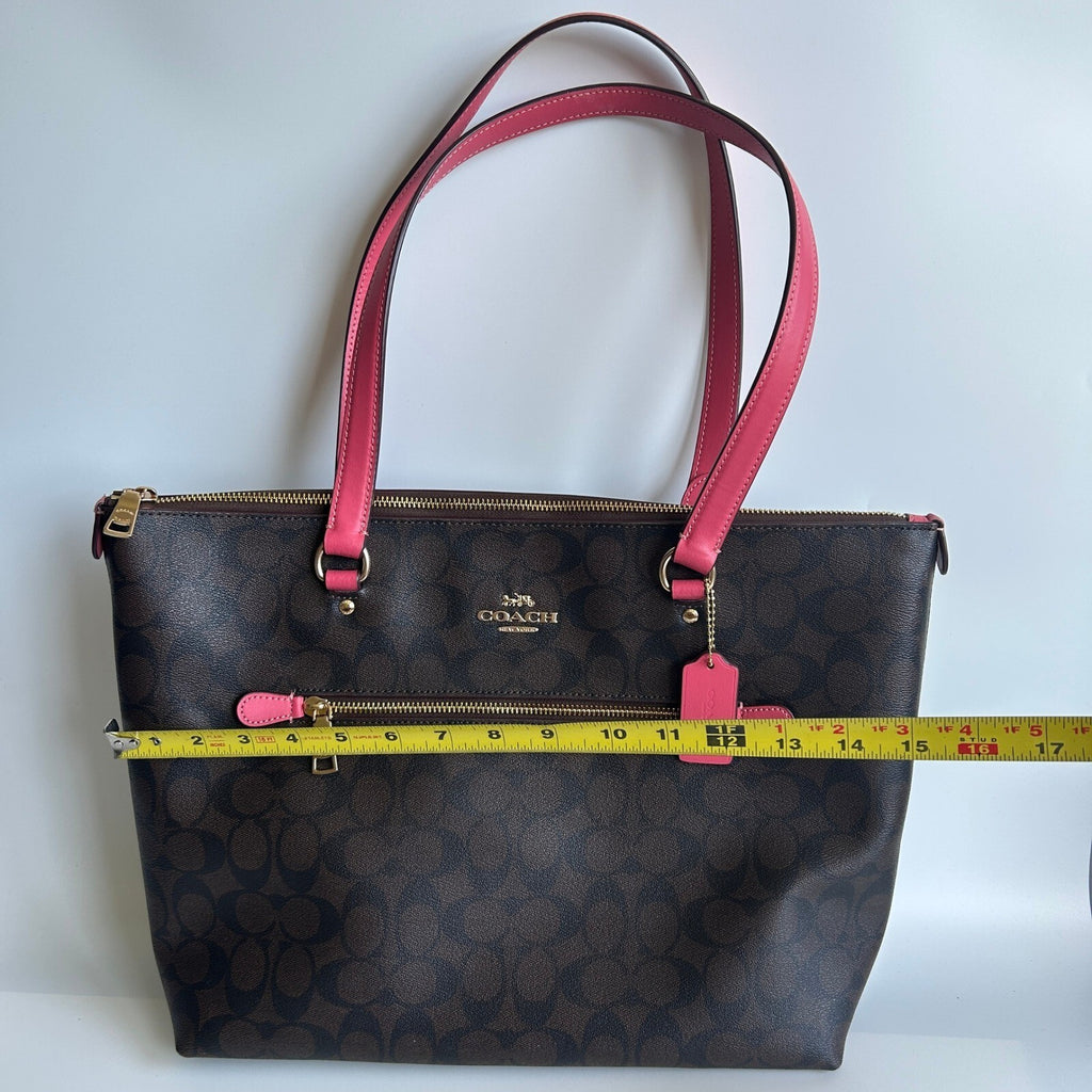 Coach Gallery Tote Brown Red Signature Canvas Shoulder Bag CH504