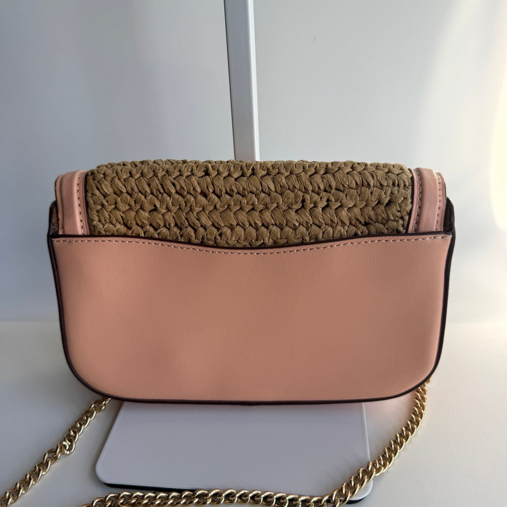 Coach Kleo Crossbody Natural Faded Blush Straw Leather C9925 Bag