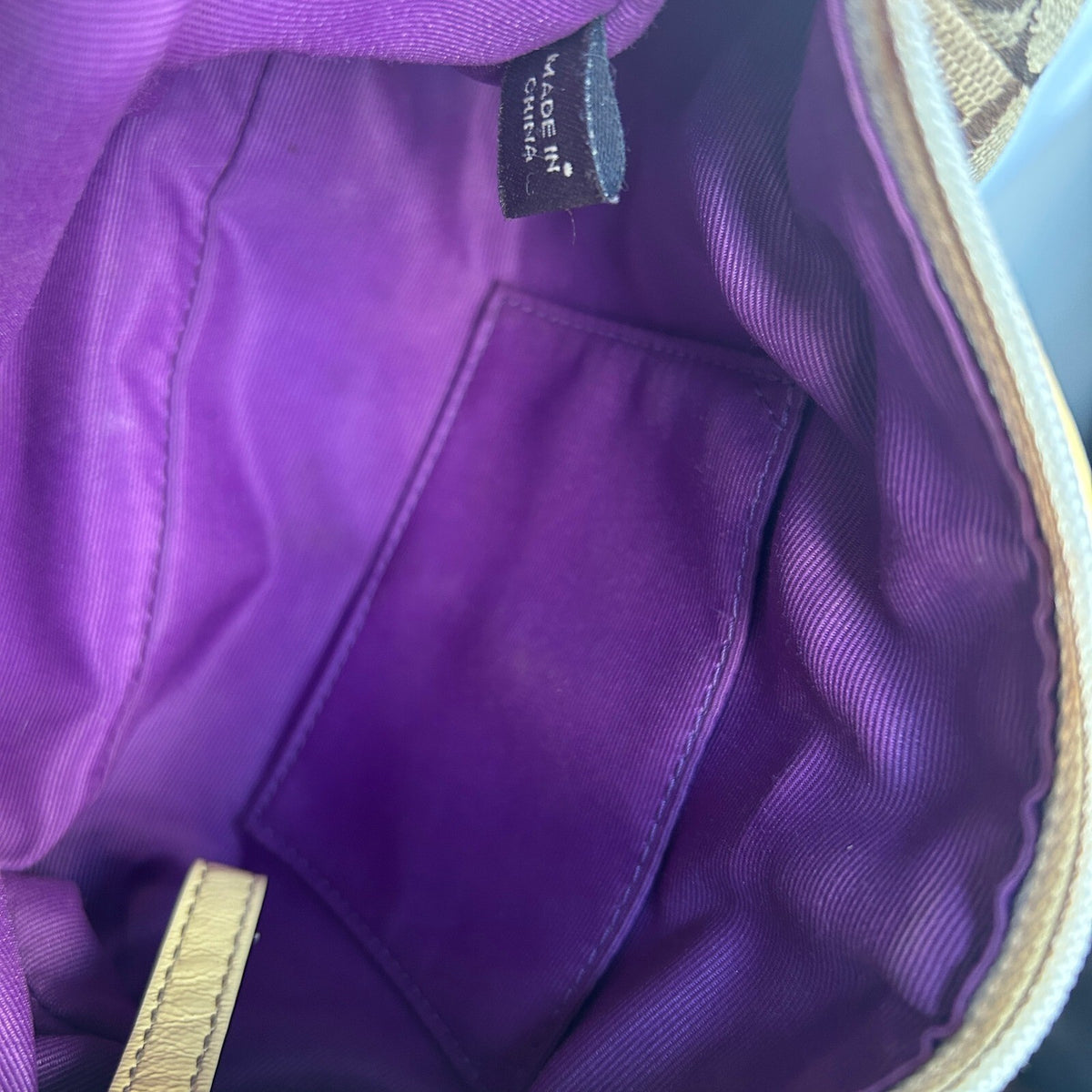 Coach Signature Patchwork Brown Canvas Demi Baguette 40914