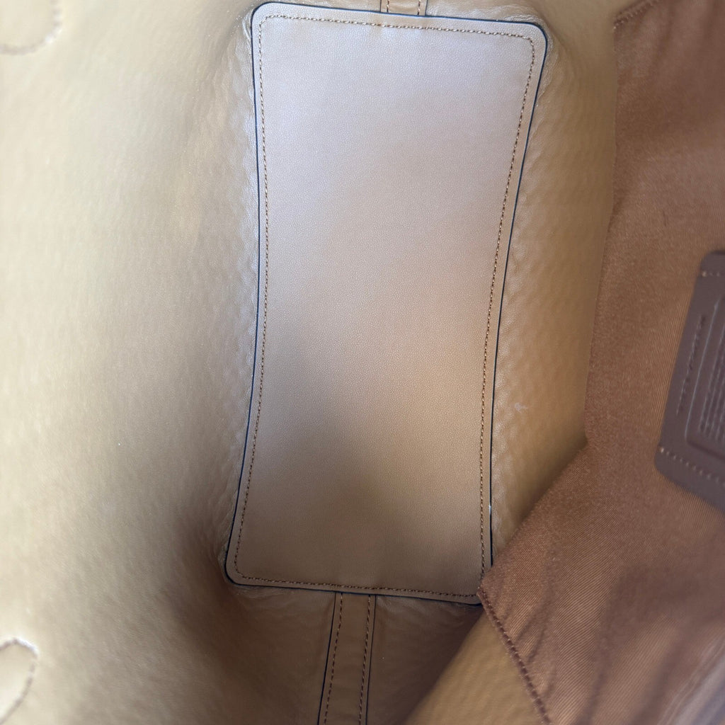 Coach Mini City Tote Latte Multi Straw Smooth Leather Bag CS616