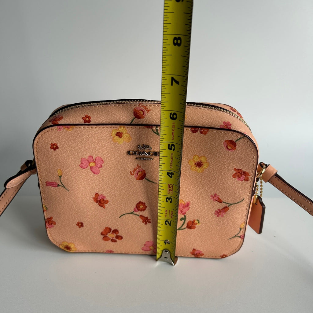 Coach Mini Camera Bag Faded Blush Floral Leather Crossbody C8699