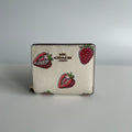 Coach Small Snap Bifold Wallet Chalk Multi Wild Strawberry Canvas Leather CAP18