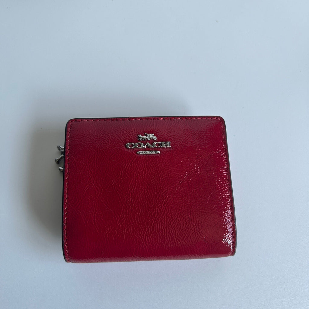 Coach Bifold Snap Wallet Red Patent Leather CW790