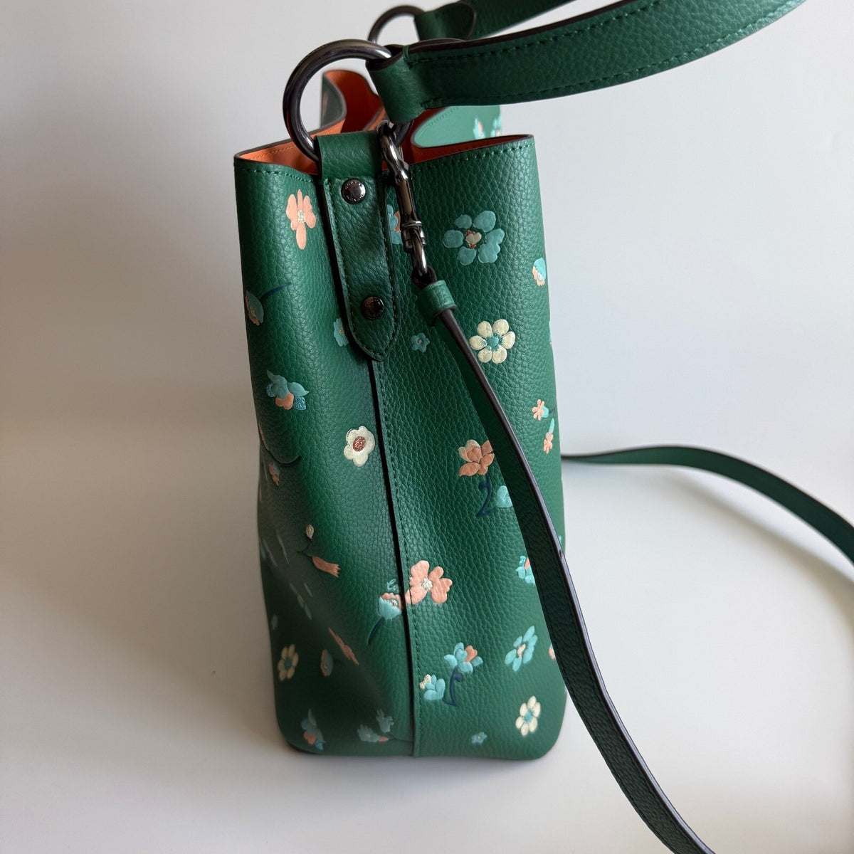 Coach Town Bucket Bag Green Multi Leather Mystical Floral C8214 Crossbody