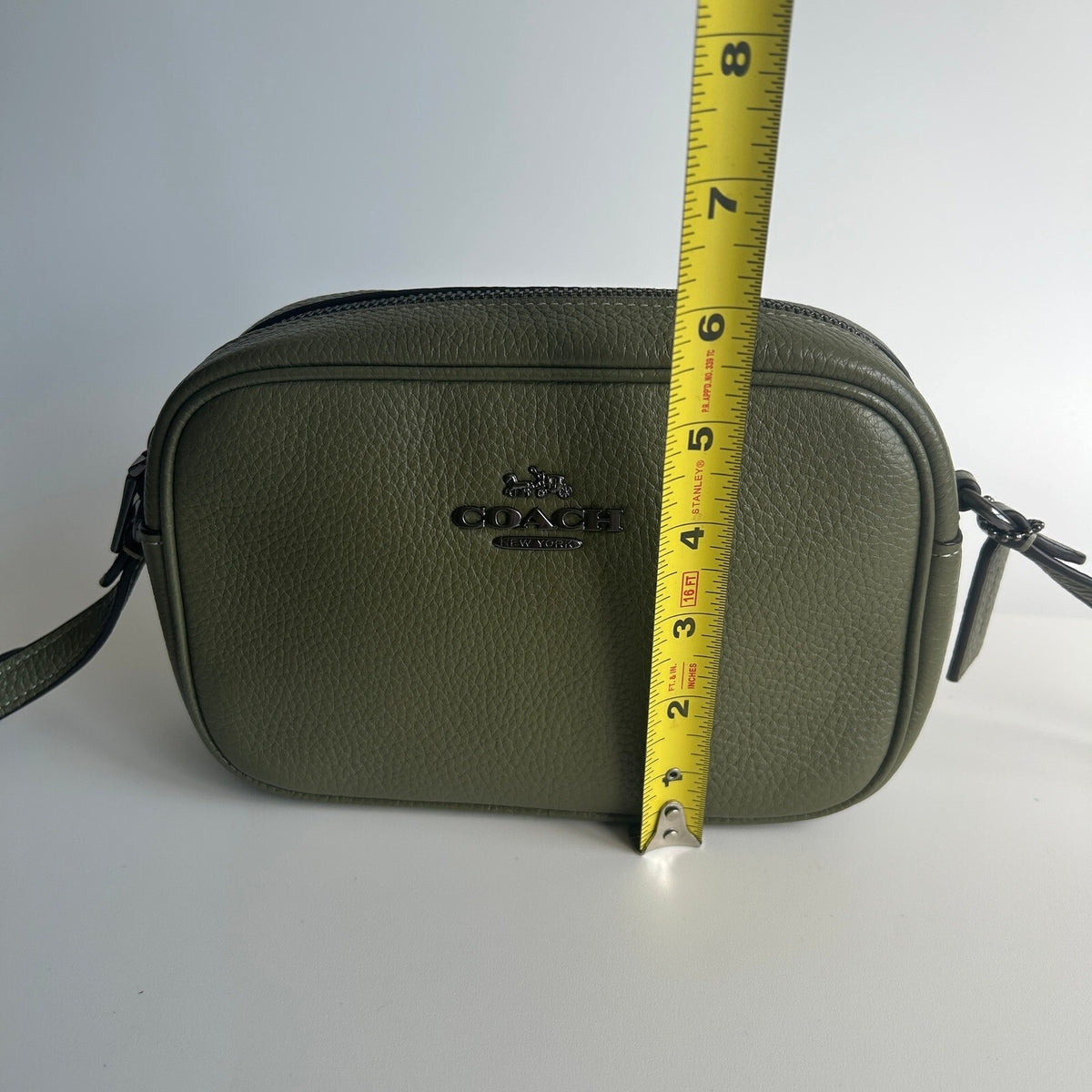 Coach Mini Jamie Camera Bag Olive Green Pebbled Leather Crossbody CQ875