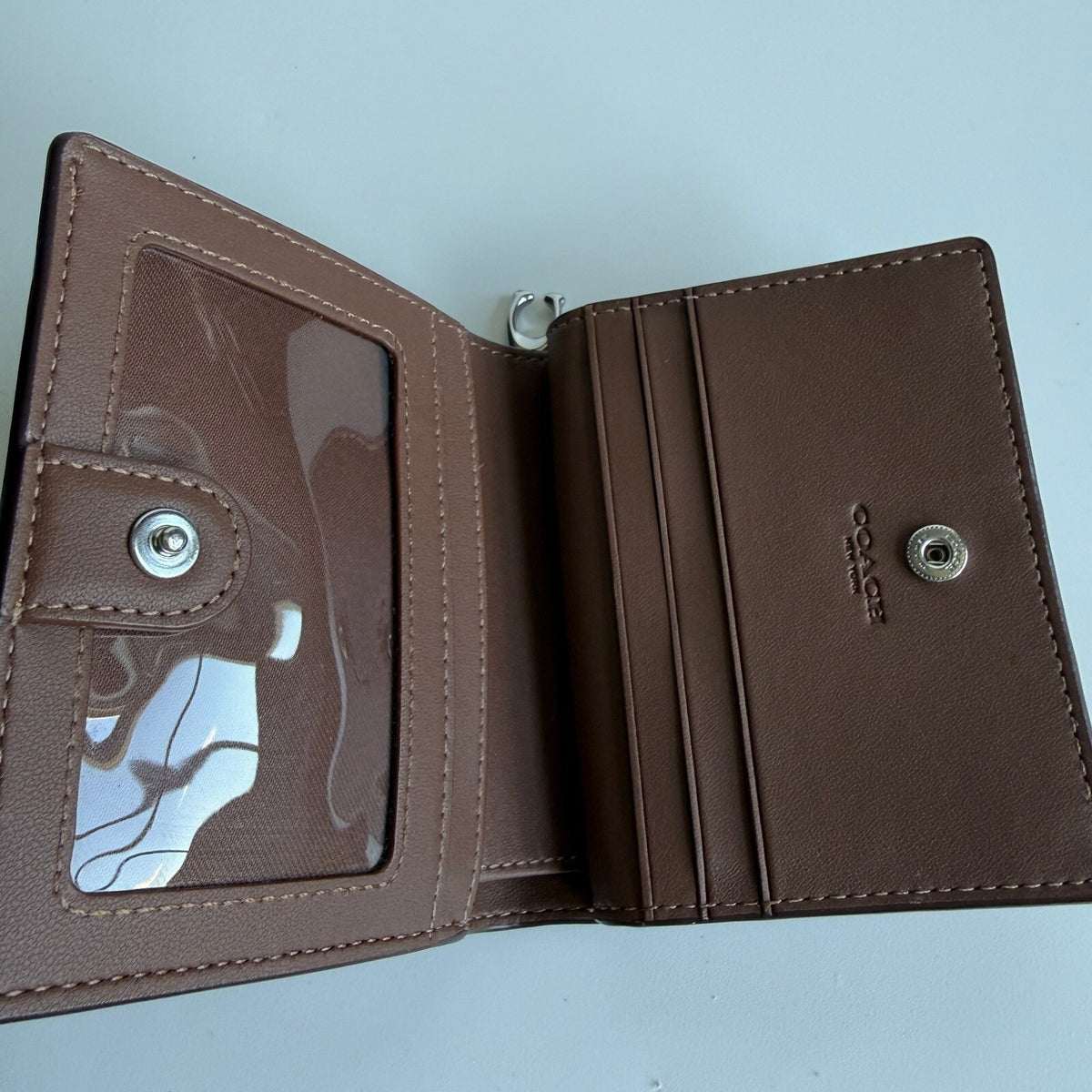 Coach Small Snap Wallet Light Saddle Brown Pebble Leather C2862