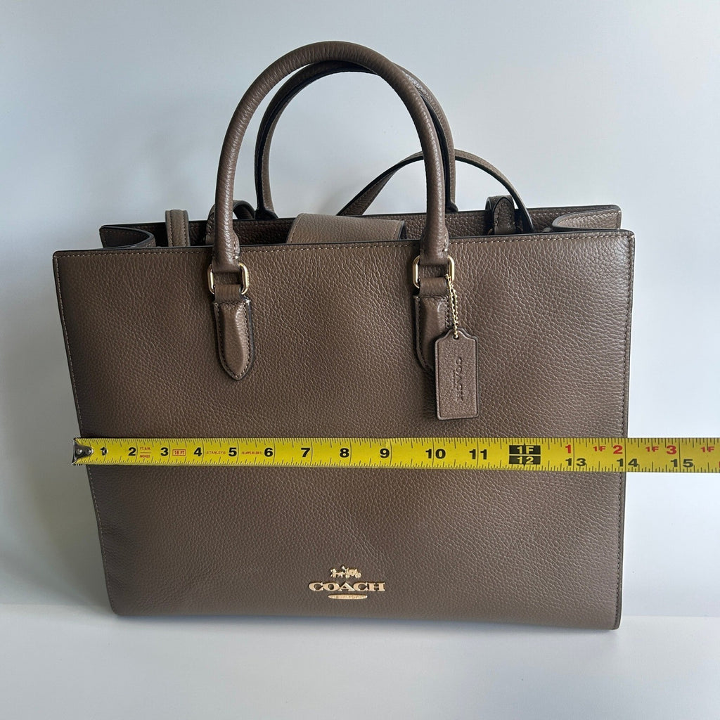 Coach Maggie Dark Stone Pebbled Leather Shoulder Bag CY666