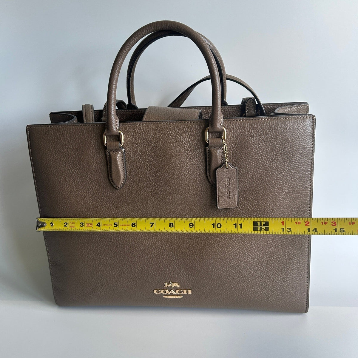 Coach Maggie Dark Stone Pebbled Leather Shoulder Bag CY666
