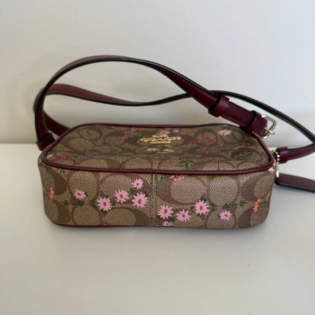 Coach Mini Jamie Camera Bag Khaki Multi Canvas Wildflower Crossbody CA719