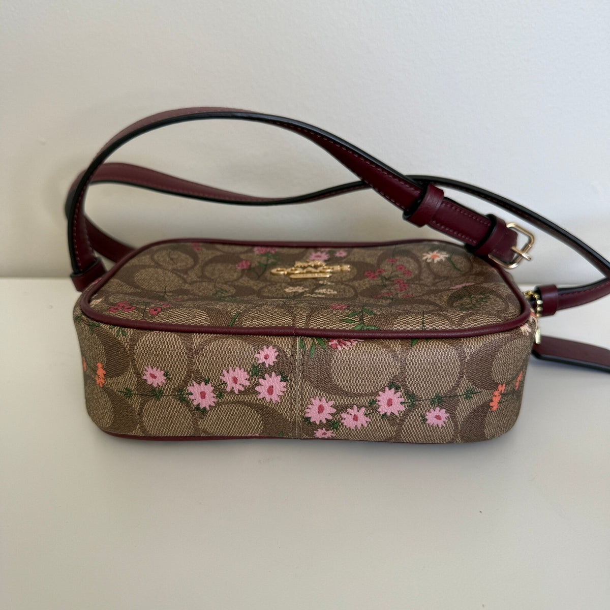 Coach Mini Jamie Camera Bag Khaki Multi Canvas Wildflower Crossbody CA719