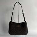 Coach Penelope Shoulder Bag Brown Black Signature Canvas CO953