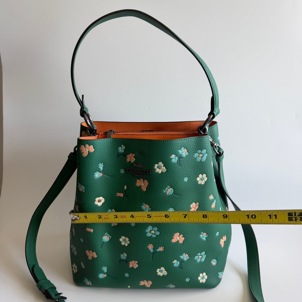 Coach Town Bucket Bag Green Multi Leather Mystical Floral C8214 Crossbody