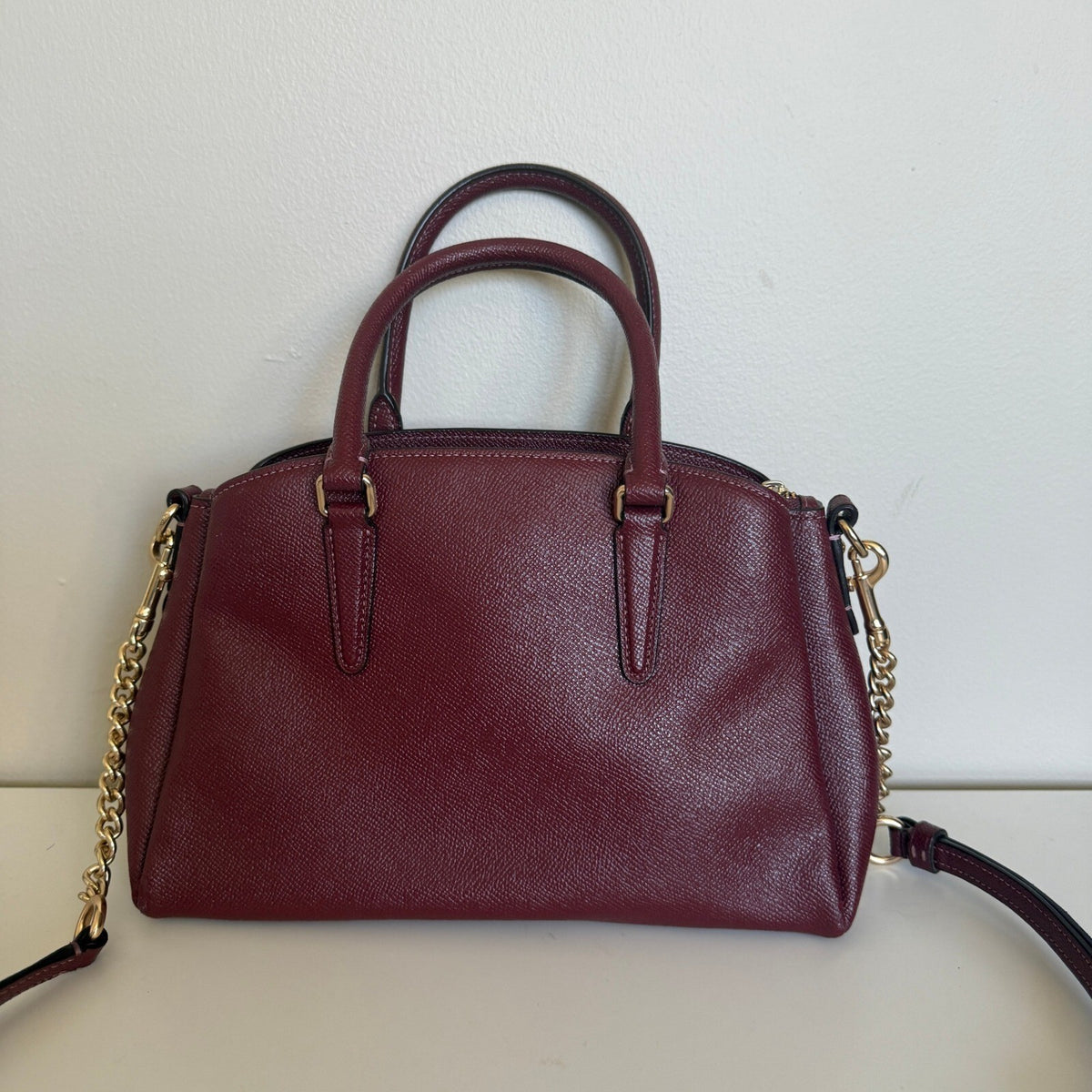 Coach Sage Carryall Burgundy Crossgrain Leather Bag F28976