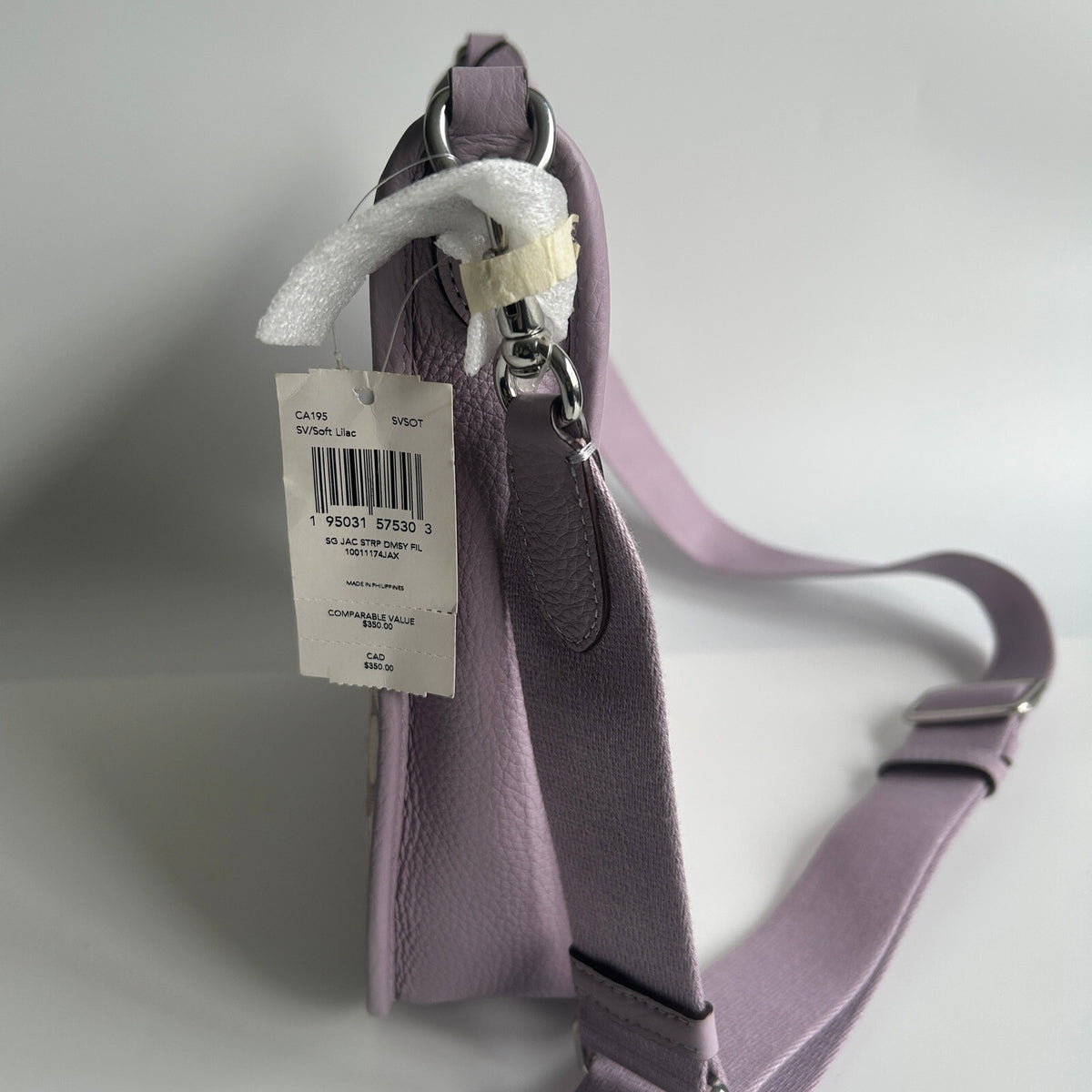 Coach Dempsey File Bag Soft Lilac Signature Jacquard Crossbody CA195