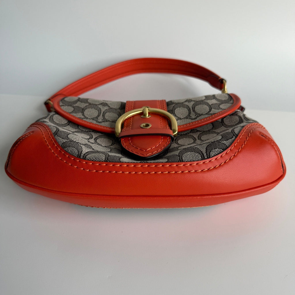 Coach Soho Flap Grey Orange Signature Jacquard Shoulder Bag CJ814