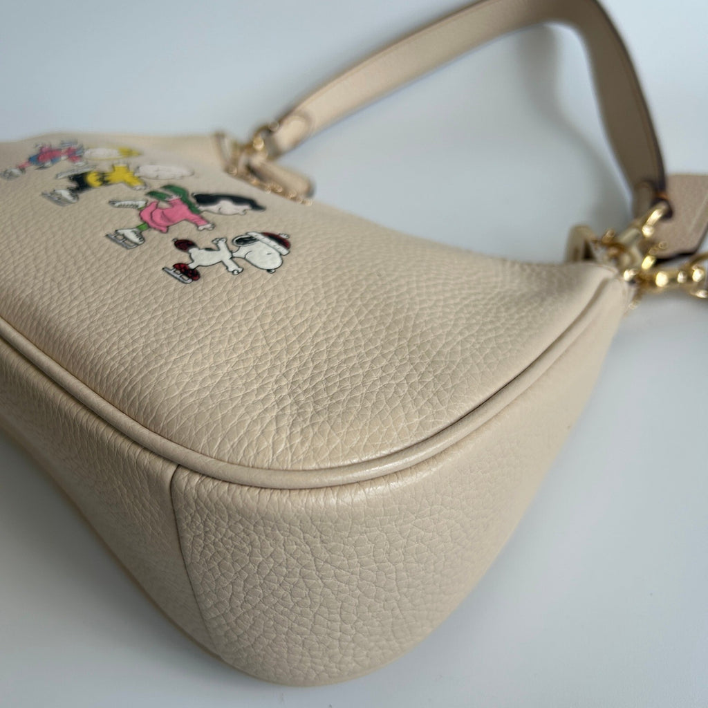 Coach x Peanuts Teri Ivory Leather Snoopy Friends Shoulder Bag CE861