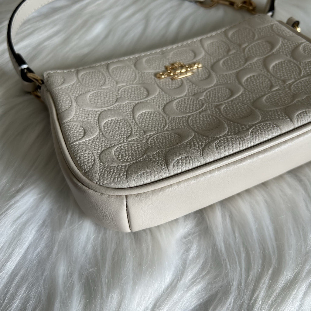 Coach Nolita 19 Chalk White Embossed Leather Shoulder Bag Excellent