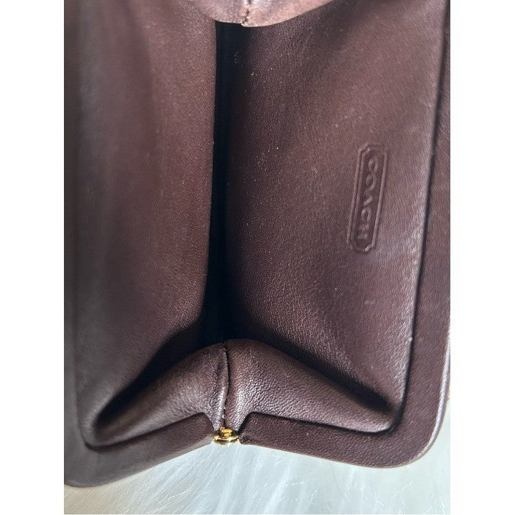 Coach Vintage Mahogany Leather Kisslock Coin Purse 7165 Good