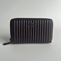 Coach Accordion Zip Plum Quilted Studded Leather Wallet Good