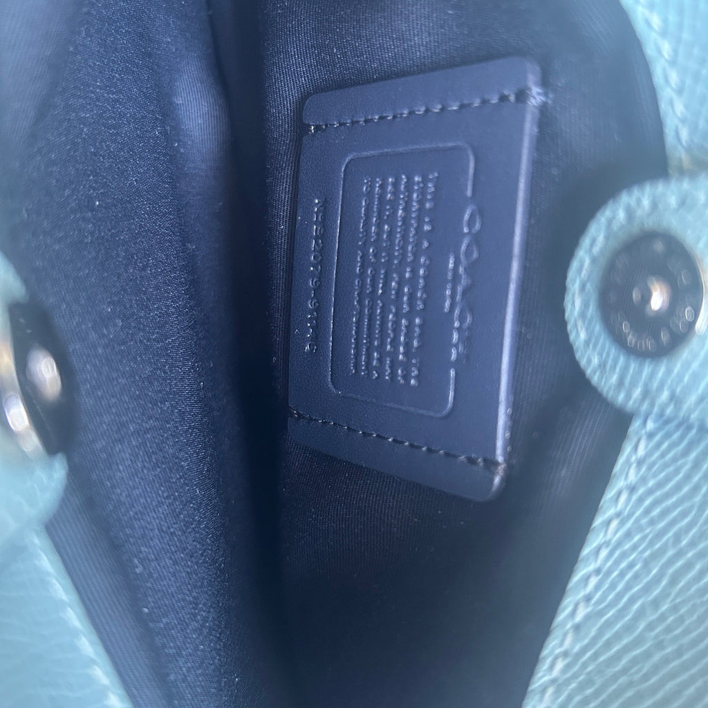 Coach Mini Lillie Carryall Blue Crossgrain Leather Shoulder Bag Excellent