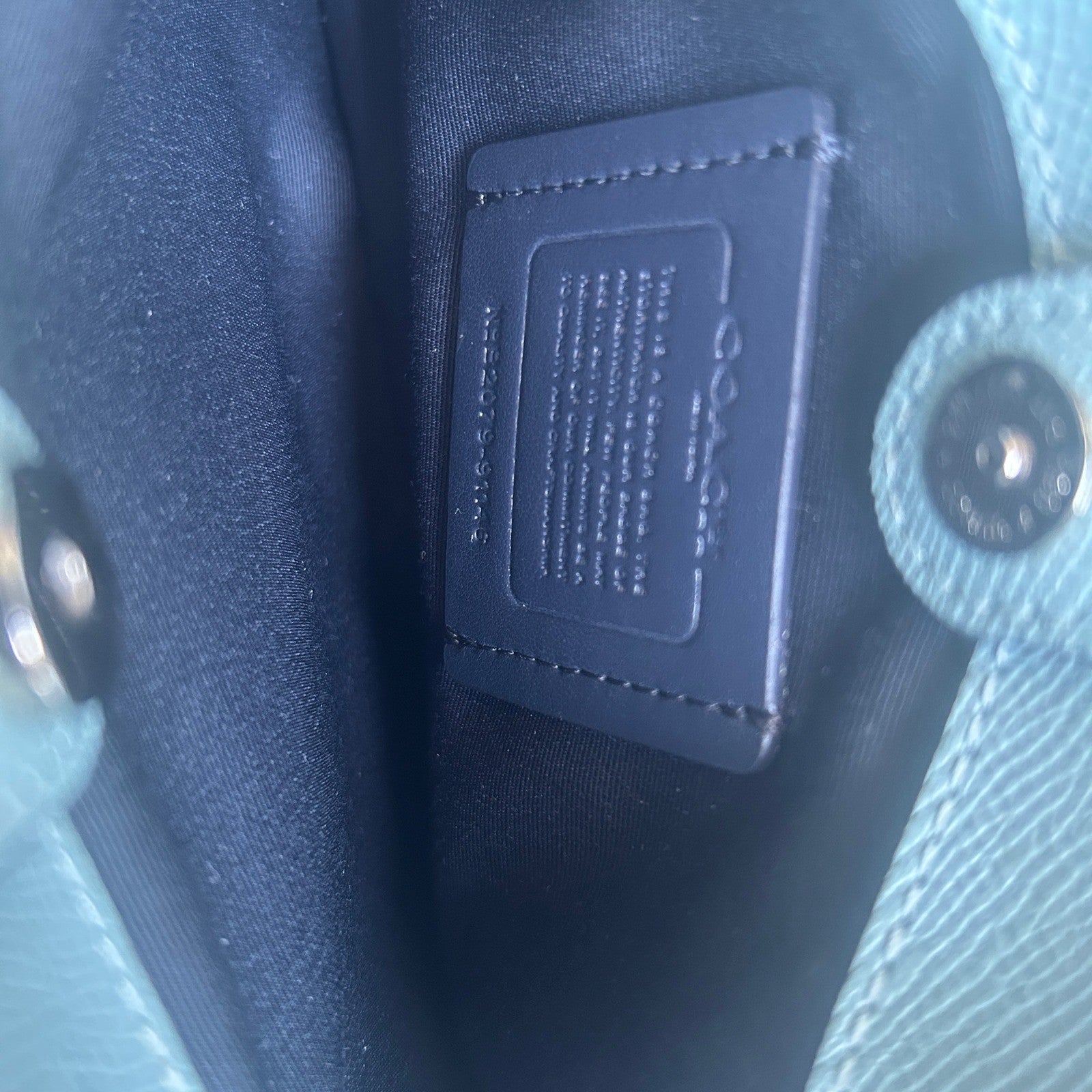 Coach Mini Lillie Carryall Blue Crossgrain Leather Shoulder Bag Excellent