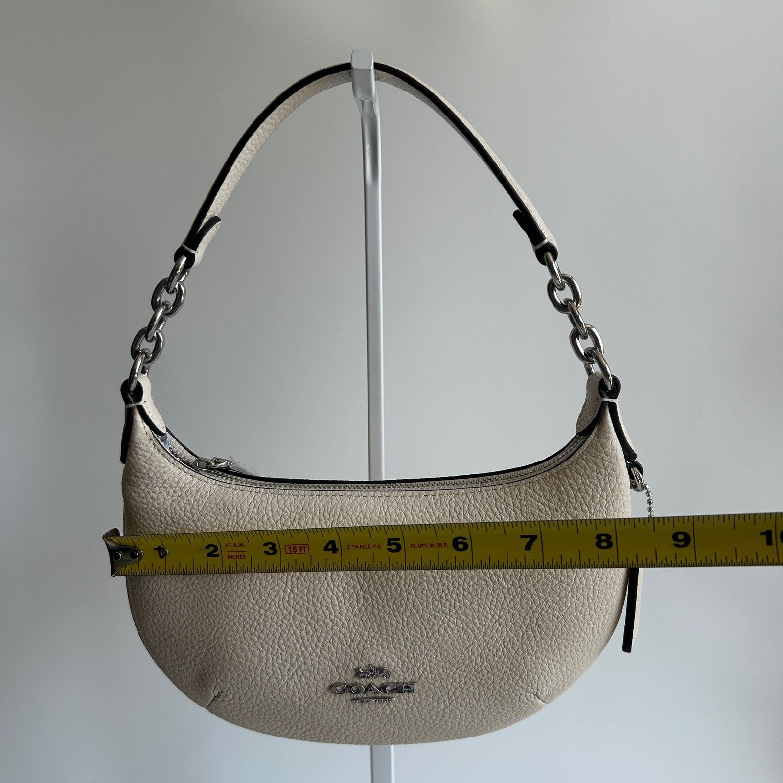 Coach Mini Payton Chalk White Pebbled Leather Shoulder Bag NWT